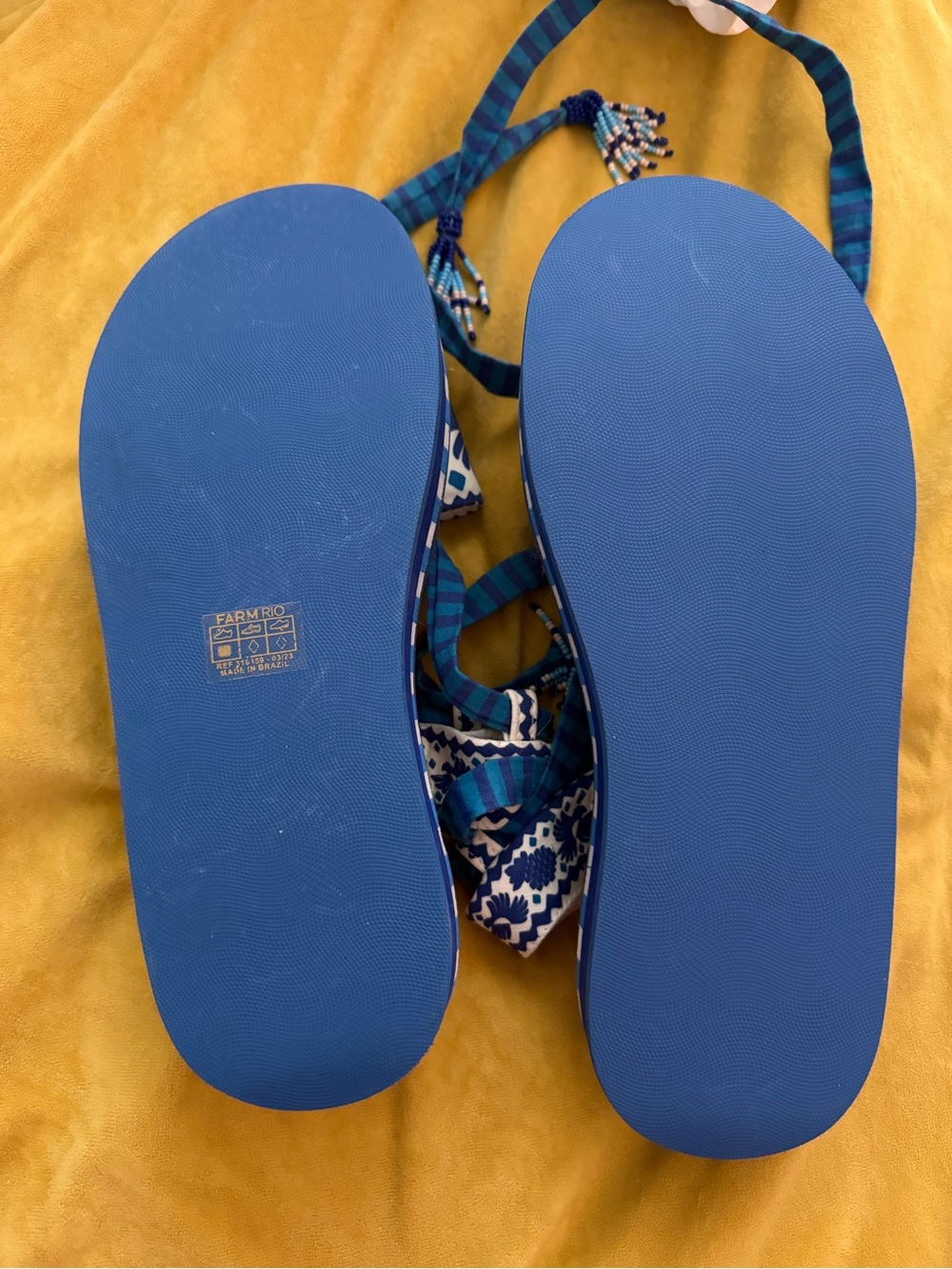 FARM Rio Blue and White Espadrille Platform Sandals - Picture 3 of 7